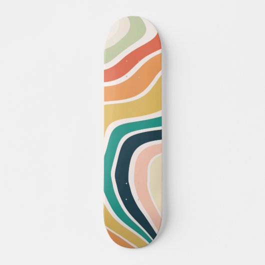 Abstract kleurrijk golvend patroon skateboard (Voorkant)