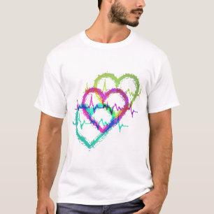 Abstract kleurrijk hart ontwerp t-shirt