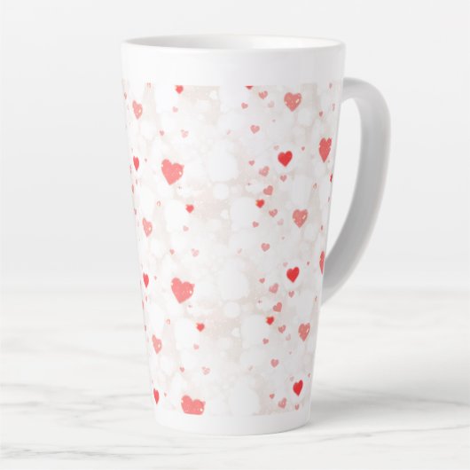 Abstract kleurrijk hartenpatroon latte mok (Rechterhoek)