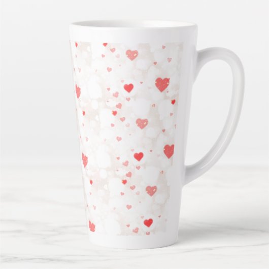 Abstract kleurrijk hartenpatroon latte mok (Rechts)