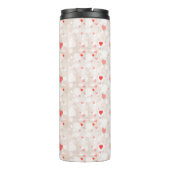 Abstract kleurrijk hartenpatroon thermosbeker (Achterkant)