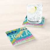 Abstract Kleurrijk Hola Glazen Onderzetter (Schuin)