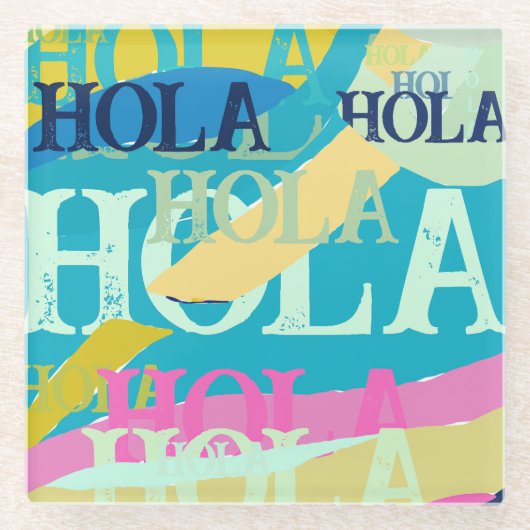 Abstract Kleurrijk Hola Glazen Onderzetter (Voorkant)