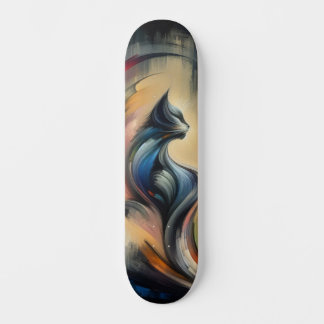 Abstract Kleurrijk Kat Skateboard: Artistiek Skateboard