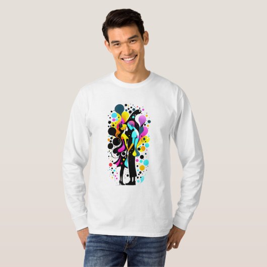 Abstract Kleurrijk Koppelontwerp, kleurenplons T-shirt (Voorkant volledig)