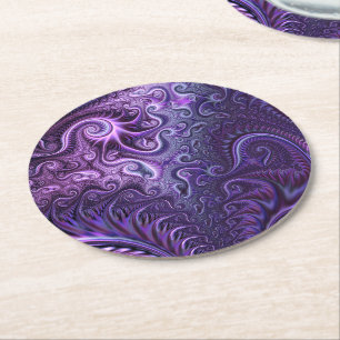 Abstract kleurrijk Lila en Violet Spiral Patroon Ronde Kartonnen Onderzetter