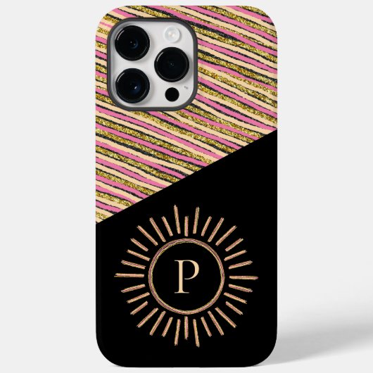 Abstract kleurrijk modern monogram roze geel goud Case-Mate iPhone case (Achterkant)