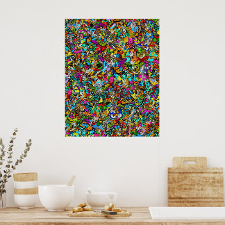 Abstract Kleurrijk Mozaïek Schilderij Poster