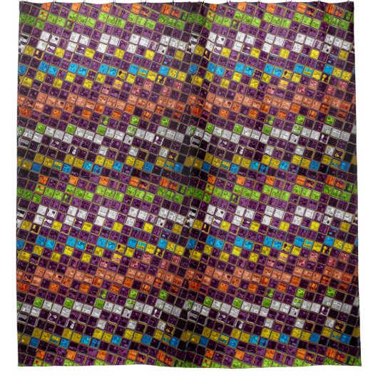 Abstract kleurrijk mozaïekGlas in lood #4 Douchegordijn (Voorkant)