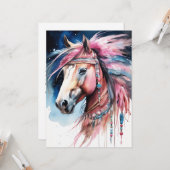 Abstract kleurrijk paard kaart (Voorkant / Achterkant in situ)