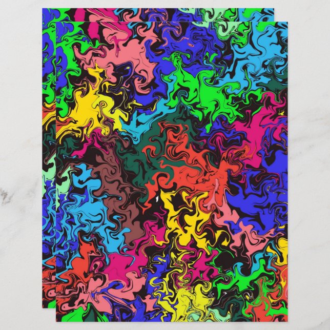Abstract kleurrijk papier / scrapboogpapier (Voorkant / Achterkant)