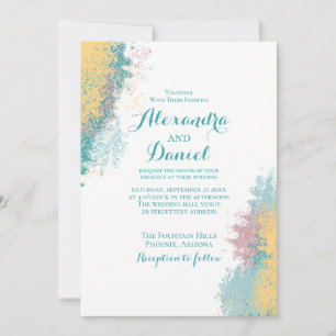 Abstract kleurrijk patroon. Weddensuitnodiging Kaart