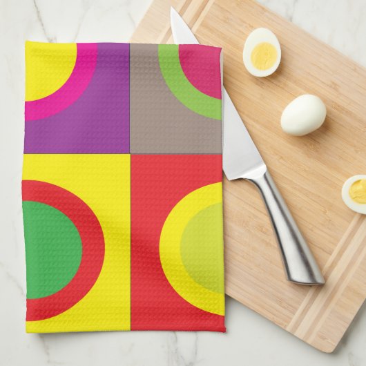 Abstract kleurrijk rond vierkant naadloos patroon theedoek (Quarter Fold)