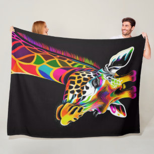 Abstract Kleurrijk Schilderen van een Giraffe Fleece Deken