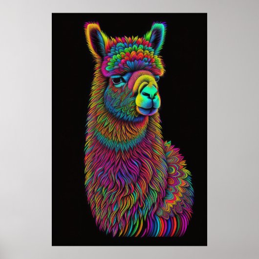 Abstract Kleurrijk Schilderen van een Llama 2:3 Poster (Voorkant)