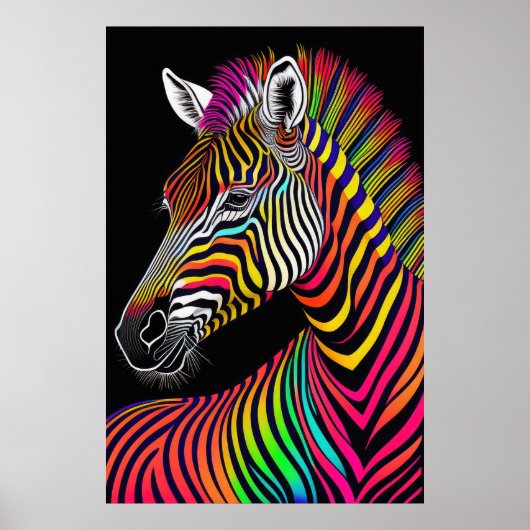 Abstract Kleurrijk Schilderen van een Zebra 2:3 II Poster (Voorkant)
