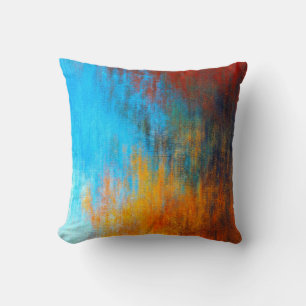 Abstract kleurrijk turkooisblauw, oranje en rood kussen