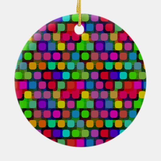 Abstract kleurrijk vierkant patroon keramisch ornament (Achterkant)