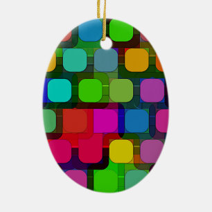 Abstract kleurrijk vierkant patroon keramisch ornament