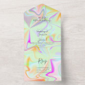 Abstract kleurrijk vloeibaar huwelijk all in one uitnodiging (Binnen)