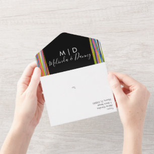 Abstract Kleurrijk Zwart Schrift All In One Uitnodiging