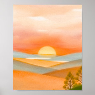 Abstract Kleurrijke Berglandschap Illustratie Poster