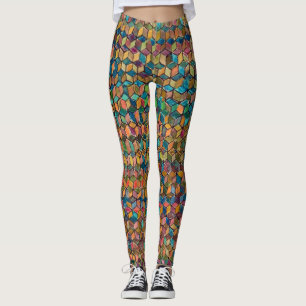 Abstract Kleurrijke Geometrische Patchwork Leggings