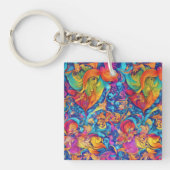 Abstract Kleurrijke Moderne Zomer Tuin Sleutelhanger (Voorkant)