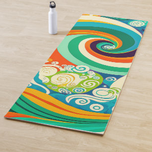 Abstract Kleurrijke Retro 70s Hippie Golven Kunstw Yogamat