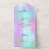 Abstract Kleurrijke Roze Blauwe Paarse Trouw  All In One Uitnodiging (Binnen)