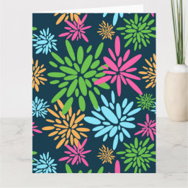 Abstract Kleurrijke Vuurwerk Bloemen Wenskaart Kaart