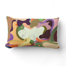 Abstract Kleurspat Lumbar Kussen – Modern Kunst
