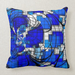 "ABSTRACT KOBALT BLUE WHITE" Vet helder Kussen