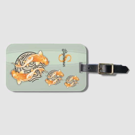 Abstract Koi Fish en Monogram Bagagelabel (Voorkant (horizontaal))