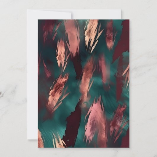 Abstract koper donkergroen stoffig roze bruiloft save the date (Achterkant)