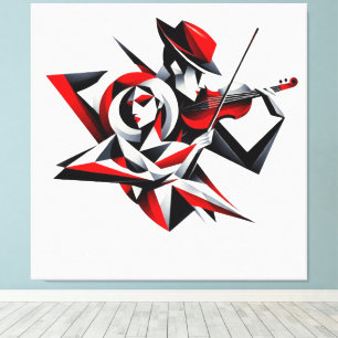 Abstract Koppel met Viool Canvas Afdruk
