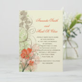 Abstract Koraal Limoen Bloemen Swirls Bruiloft Uit Kaart (Staand voorkant)