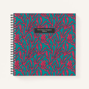 Abstract koraalrif roze en Blauwgroen patroon Notitieboek