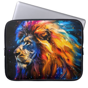 Abstract Kosmisch Wilde Leeuw Portret Laptop Sleeve