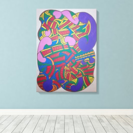 Abstract kowhaiwhai Maori motif Canvas Afdruk (Insitu (Houten vloer))