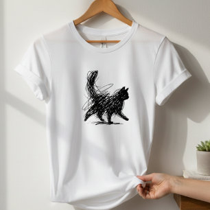 Abstract Krabbelkat Kunst Witte T-shirt voor Vrouw