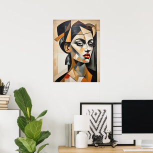 Abstract kubisme Portret Picasso geïnspireerd Vrou Poster
