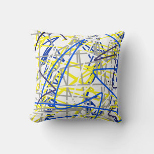 Abstract kunstblauw grijs geel Sierkussen