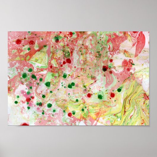 Abstract kunstgroen roze roodgeel modern kleurrijk poster (Voorkant)