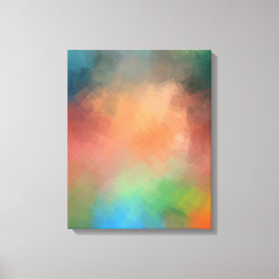 Abstract Kunstkleurig Rood Blauw Groen Geel Modern Canvas Afdruk