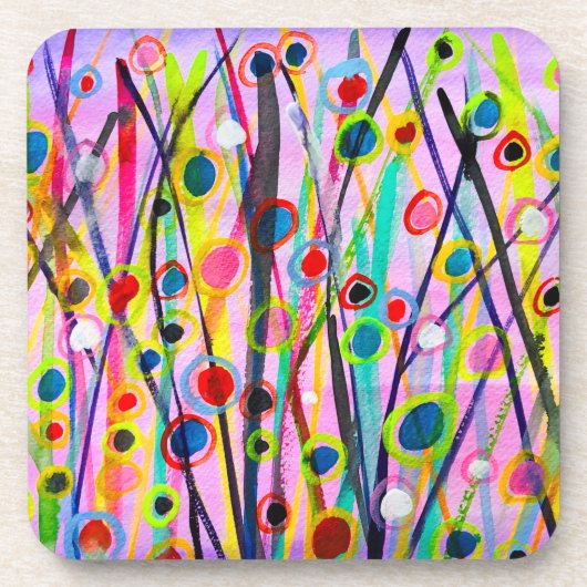 abstract kunstlandschap kleurrijke waterverf bier onderzetter (Voorkant)