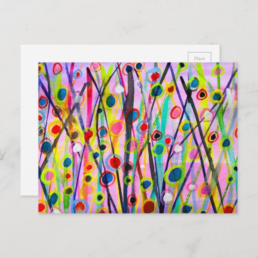 abstract kunstlandschap kleurrijke waterverf briefkaart (Voorkant / Achterkant)