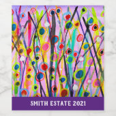 abstract kunstlandschap kleurrijke waterverf wijn etiket (Enkel label)