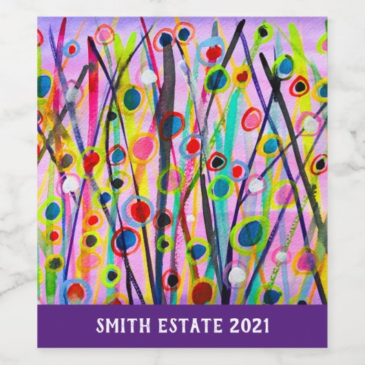 abstract kunstlandschap kleurrijke waterverf wijn etiket (Enkel label)