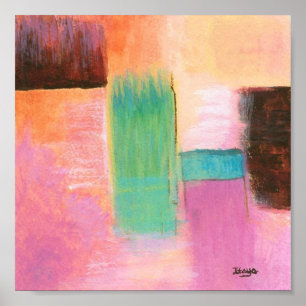 Abstract kunstlandschap Roze bruin Sinaasappel sch Poster